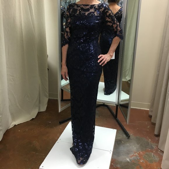 Embroidered Lace Sequin Evening Gown,size2 - Picture 1 of 7